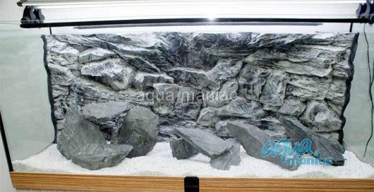 3D grey rock background 88x56cm in 2 sections to fit 3 foot by 2 foot tanks